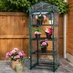 Rackhams 1.3m x 0.5m 4 Tier Greenhouse with Steel Frame and Removable PVC Cover - thumbnail 4