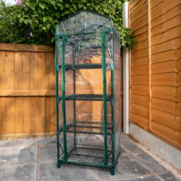 Rackhams 1.3m x 0.5m 4 Tier Greenhouse with Steel Frame and Removable PVC Cover