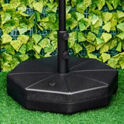 Rackhams Octagonal Garden Parasol Base Holder Outdoor Market Umbrella Stand Weights, Up to 28kg Water Filled or 40kg Sand Filled, Black
