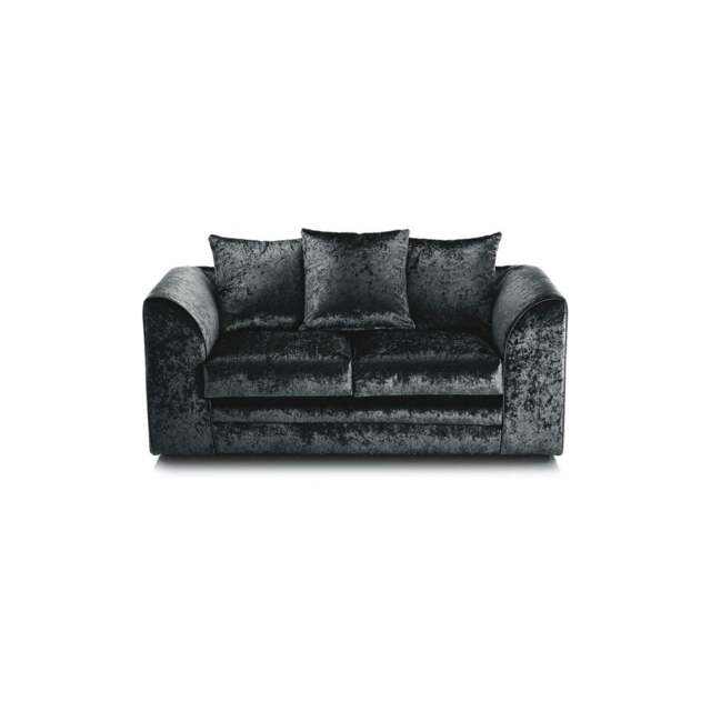 Rackhams Dylan Crushed Velvet 3+2 Seater Fabric Sofa in Black - 2 Seater - image 1
