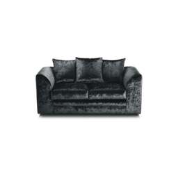 Rackhams Dylan Crushed Velvet 3+2 Seater Fabric Sofa in Black - 2 Seater - thumbnail 1