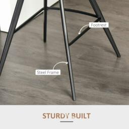 Rackhams Set Of 2 Bar Stools Vintage Microfiber Cloth Tub Seats Padded Comfortable Steel Frame Footrest Quilted Home Bar Cafe Kitchen Chair Stylish Brown - thumbnail 6