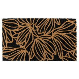 Rackhams Eco-Friendly Latex Backed Coir Entrance Doormat, 40x70cm - Black Floral - 1 - Black - thumbnail 2