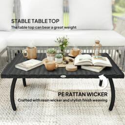 Rackhams 90 cm Rattan Garden Coffee Table Wicker Outdoor Table Furniture - 1 - 90 x 50 x 35 cm - 50 - thumbnail 5