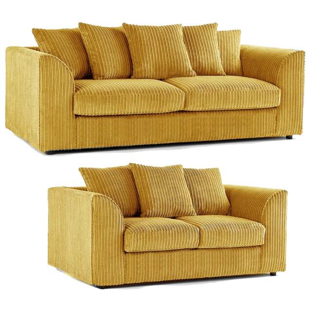 Rackhams Luxor Full Jumbo 3 + 2 Seater Sofa Set - Scatter Back - Mustard - image 1