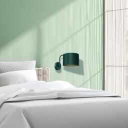 Rackhams Verde Hand Made Scandi Style Wall Lamp In A Rich Green Finish With Gold Accents Holds 1xE27 LED Bulb - thumbnail 2