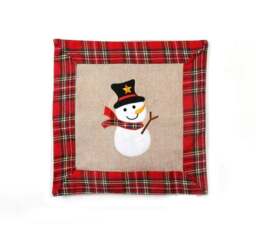 Rackhams 40x40cm Snowman Print Christmas Cushion Cover in Brown Hessian and Non-Woven - 35cm x 25cm x 2.5cm - Cotton - Brown - thumbnail 6