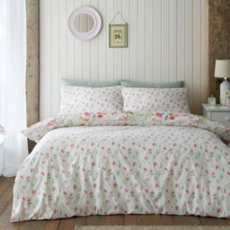Rackhams Ella Poppy Reversible Duvet Cover Set - Cream - Single - thumbnail 2