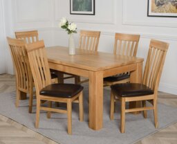 Rackhams Dakota Large Oak Dining Table with Harvard Oak Chairs - Natural Oak - 6 chairs - thumbnail 3