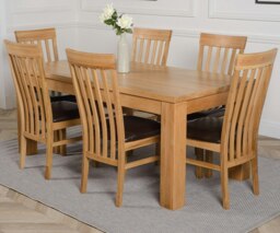 Rackhams Dakota Large Oak Dining Table with Harvard Oak Chairs - Natural Oak - 6 chairs - thumbnail 1