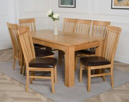 Rackhams Dakota Large Oak Dining Table with Harvard Oak Chairs - Natural Oak - 6 chairs - thumbnail 5