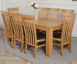 Rackhams Dakota Large Oak Dining Table with Harvard Oak Chairs - Natural Oak - 6 chairs - thumbnail 4