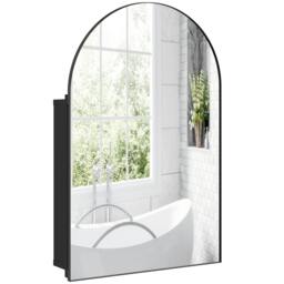 Rackhams Bathroom Mirror Cabinet with Mirror Arched Wall Cabinet Black - Bathroom Mirror Cabinet - 1 - 50 x 12 x 76 cm - thumbnail 2
