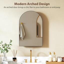 Rackhams Bathroom Mirror Cabinet with Mirror Arched Wall Cabinet Black - Bathroom Mirror Cabinet - 1 - 50 x 12 x 76 cm - thumbnail 4