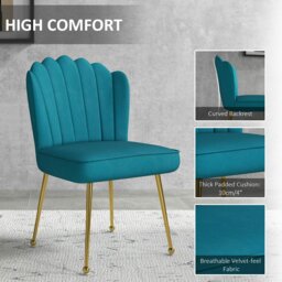 Rackhams Velvet-Feel Shell Accent Chair Home Bedroom Lounge - Yellow - Velvet-touch Polyester, Steel - thumbnail 5