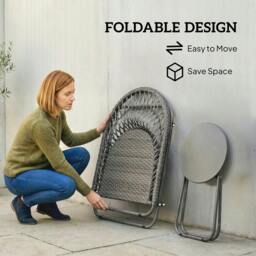 Rackhams Outdoor Bistro Set, Folding Table and Rattan Chairs for 2, Grey - Grey - 3 - Patio Bistro Set - thumbnail 5