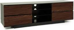 "Rackhams Avitus Premium High Gloss Black with 4-Walnut Drawers and 3-Shelf 32""-65"" LED/OLED/LCD TV Cabinet" - thumbnail 3