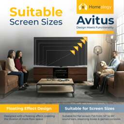"Rackhams Avitus Premium High Gloss Black with 4-Walnut Drawers and 3-Shelf 32""-65"" LED/OLED/LCD TV Cabinet" - thumbnail 2