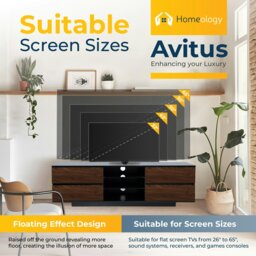 "Rackhams Avitus Premium High Gloss Black with 4-Walnut Drawers and 3-Shelf 32""-65"" LED/OLED/LCD TV Cabinet" - thumbnail 4