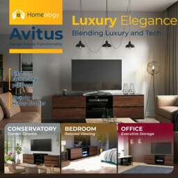 "Rackhams Avitus Premium High Gloss Black with 4-Walnut Drawers and 3-Shelf 32""-65"" LED/OLED/LCD TV Cabinet" - thumbnail 3