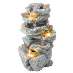 Rackhams Outdoor Water Fountain with 6-Tier Rock Style, LED Lights, Grey - Grey - 33 x 27 x 53 cm - 1 - thumbnail 2