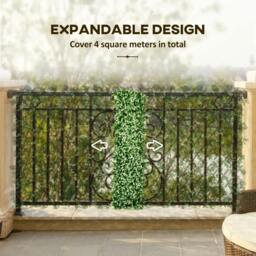 Rackhams 2pc Expanding Garden Trellis, 2 x 1m Faux Decorative Privacy Fence with Artificial Leaves, Privacy Screen Greenery Walls, Eucalyptus Leaves - thumbnail 4