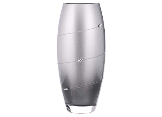 Rackhams Silhouette Silver Barrel Vase with Swarovski Crystals - 30 cm