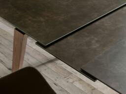 Rackhams Rectangular porcelain marble and walnut extending dining table 1026 - thumbnail 5