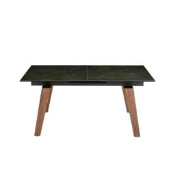 Rackhams Rectangular porcelain marble and walnut extending dining table 1026 - thumbnail 3