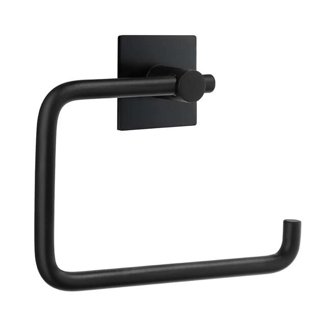 Rackhams Black Stainless Steel Toilet Roll Holder Self Adhesive Bathroom Wall Mounted - image 1