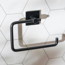 Rackhams Black Stainless Steel Toilet Roll Holder Self Adhesive Bathroom Wall Mounted - thumbnail 4
