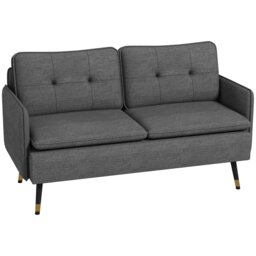 Rackhams Modern Upholstered Two Seater Sofa for Bedroom Living Room - Blue - Linen(100% Polyester), Foam, Steel - 2 Seater - thumbnail 6