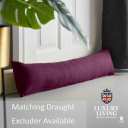 Rackhams Velvet Chenille Thermal Fleece Lined Single Pencil Pleat Door Curtain - Aubergine - 137cm width x 213cm drop - thumbnail 6