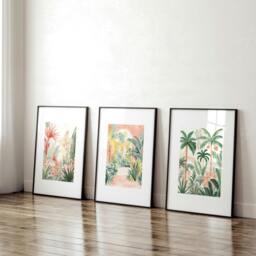 Rackhams Large Canvas Wall Art For Living Room - Set of 3 Beach Decor Wall art Prints - 20 x 30 in / 50 x 76 cm - Satin Photo paper 280 gsm - Oak Frame - thumbnail 6