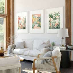 Rackhams Large Canvas Wall Art For Living Room - Set of 3 Beach Decor Wall art Prints - 20 x 30 in / 50 x 76 cm - Satin Photo paper 280 gsm - Oak Frame - thumbnail 5