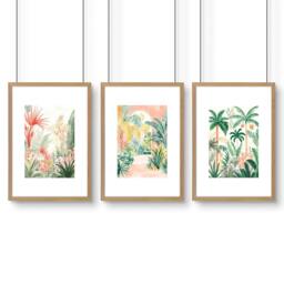 Rackhams Large Canvas Wall Art For Living Room - Set of 3 Beach Decor Wall art Prints - 20 x 30 in / 50 x 76 cm - Satin Photo paper 280 gsm - Oak Frame - thumbnail 1
