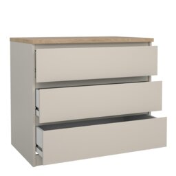 Rackhams Naia Chest of 3 Drawers in Cashmere Jackson Hickory - Cashmere & oak - Matt - Melamine - thumbnail 4