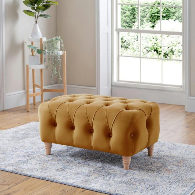 Rackhams Soho Footstool - Velvet Ochre - image 1