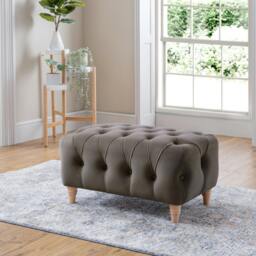 Rackhams Soho Footstool - Velvet Ochre - thumbnail 2