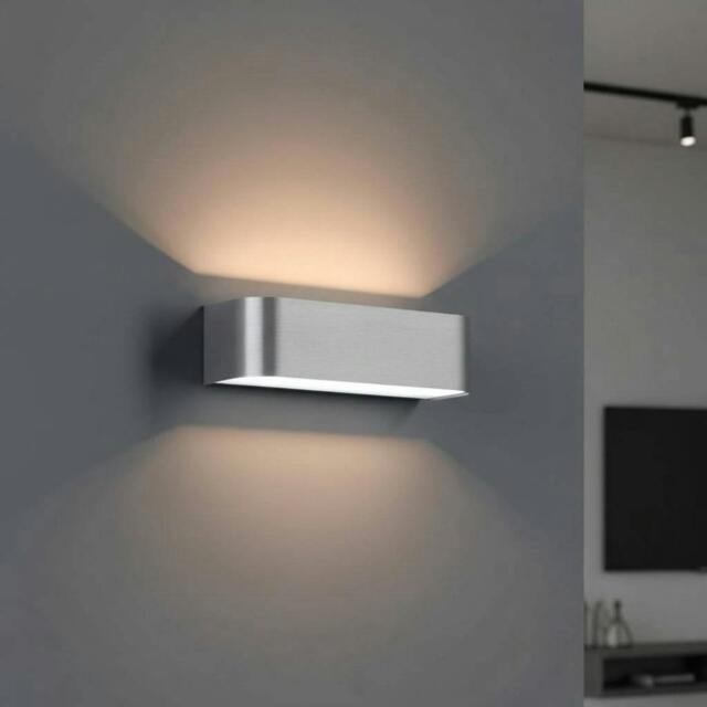 Rackhams 8 Watt 250mm Wide Brushed Aluminium Up and Down Interior Wall Light - image 1