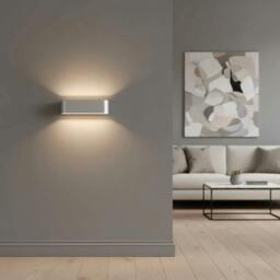 Rackhams 8 Watt 250mm Wide Brushed Aluminium Up and Down Interior Wall Light - thumbnail 3