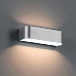 Rackhams 8 Watt 250mm Wide Brushed Aluminium Up and Down Interior Wall Light - thumbnail 2