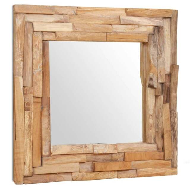 Rackhams Decorative Mirror Teak 60x60 cm Square - Teak + glass
