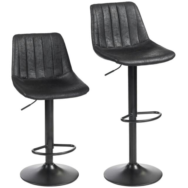 Rackhams Set of 2 Leathaire Tub Bar Stools - Black