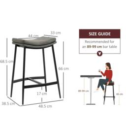 Rackhams Breakfast Bar Stools Set of 2, Microfibre Upholstered Barstools, Industrial Bar Chairs with Curved Seat and Steel Frame for Dining Room, Kitchen, Grey - thumbnail 4