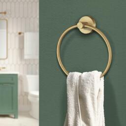 Rackhams Brushed Brass Towel Ring (W)17cm Wall Mounted with Concealed Screws Bathroom Towel Holder - thumbnail 2