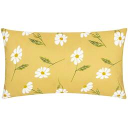 Rackhams Reversible Daisies Floral Outdoor Cushion Cover - Yellow - 50cm x 30cm - Yellow - 100% Polyester