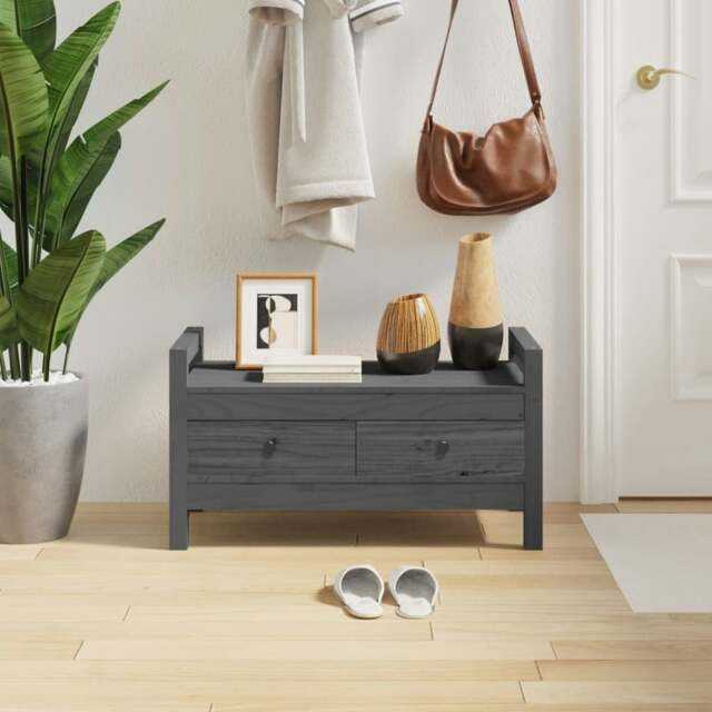Rackhams Hall Bench Grey 80x40x43 cm Solid Wood Pine