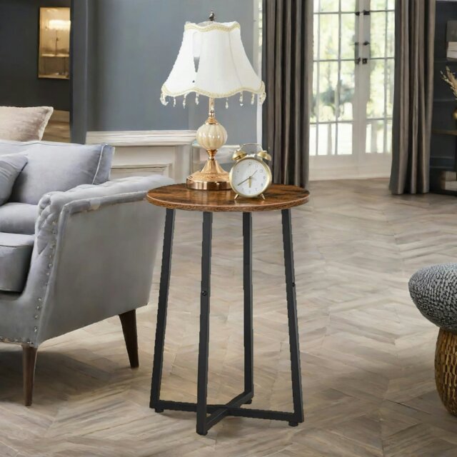 Rackhams Industrial 55CM Tall Narrow Side Table Rustic Brown - image 1