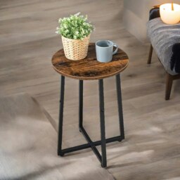 Rackhams Industrial 55CM Tall Narrow Side Table Rustic Brown - thumbnail 6